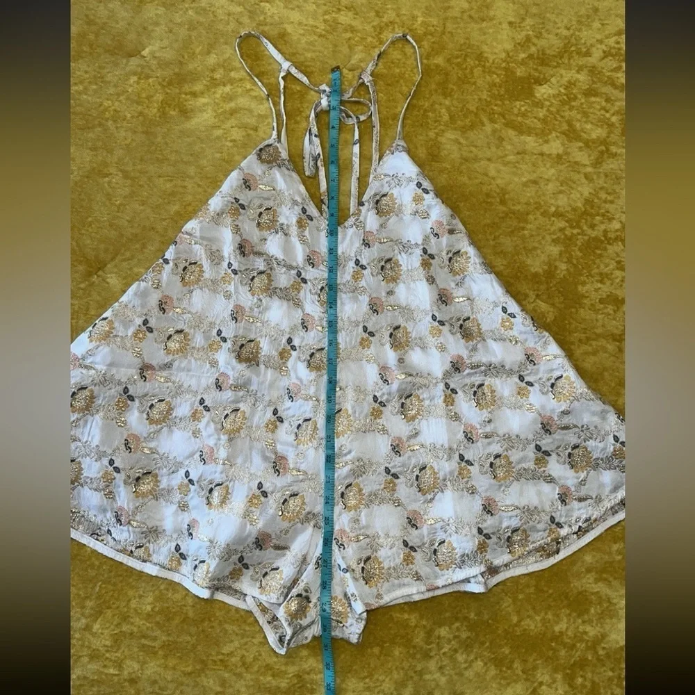 Floral free people brocade gold cream romper Chiara Playsuit NWOT spring revolve